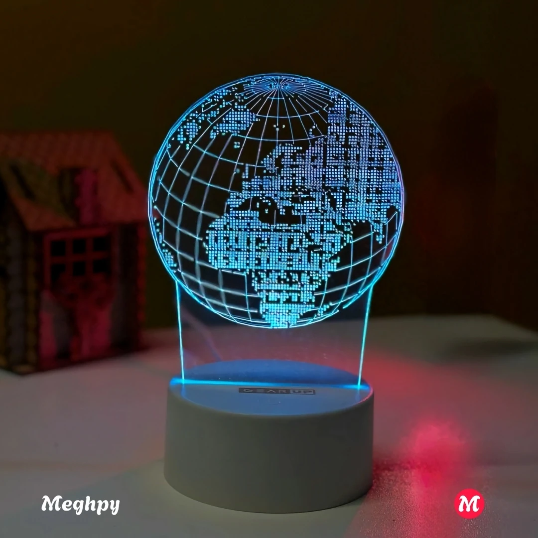 GearUP Acrylic Multicolor Night Lamp (Globe)- WHITE