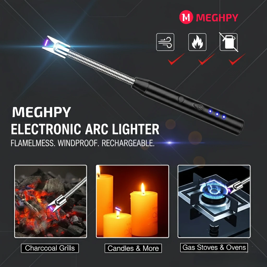 Type-C Rechargeable Windproof Arc Lighter with Flexible Neck smart kitchen